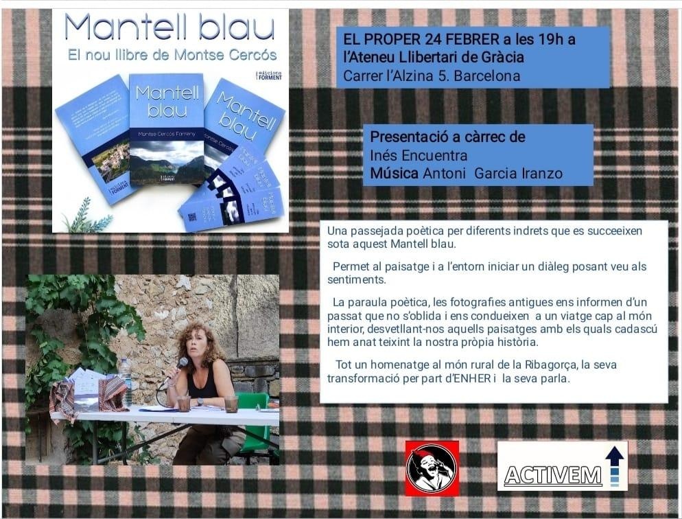 Presentació del llibre MANTELL BLAU de Montse Cercós