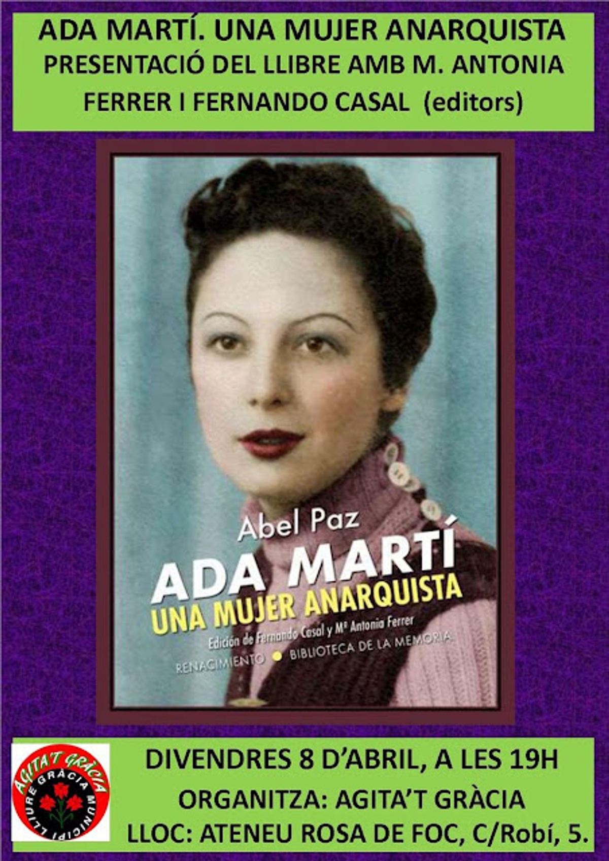 «Ada Martí, Una Mujer Anarquista» Presentació de llibre