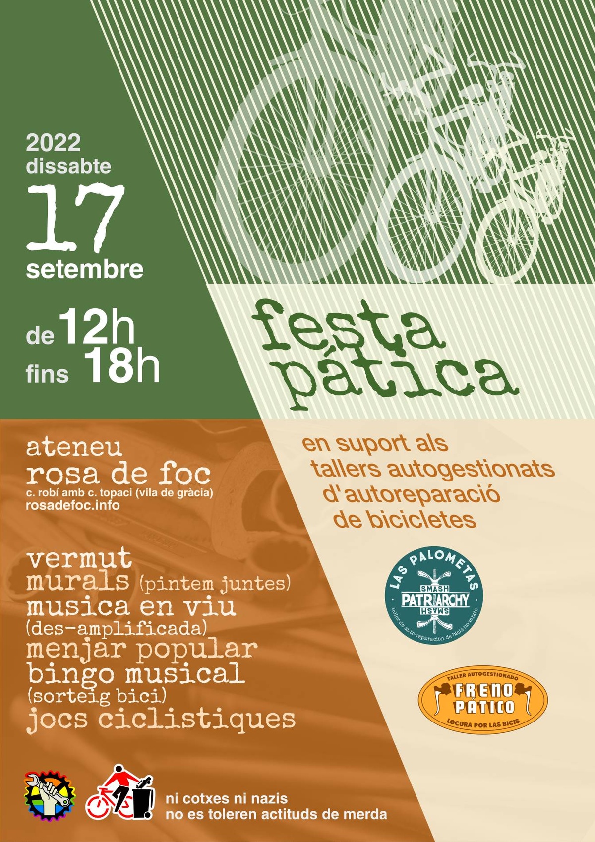 Fiesta pática 17 sept - 12h - ateneu rosa de foc - talleres de bici freno-pático y las palometas