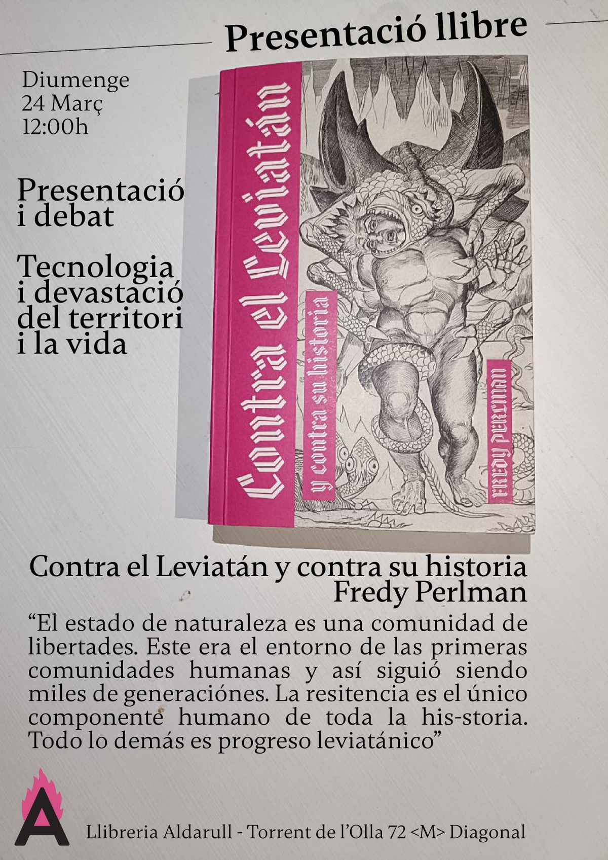 PRESENTACIÓ I DEBAT DEL LLIBRE “Conta el Leviatán y su historia. Fredy Perlman”