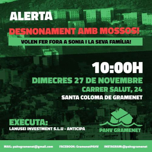 Alerta desnonament a Santa Coloma