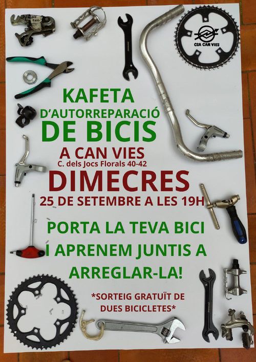 Kafeta autoreparació de bicicletes a Can Vies