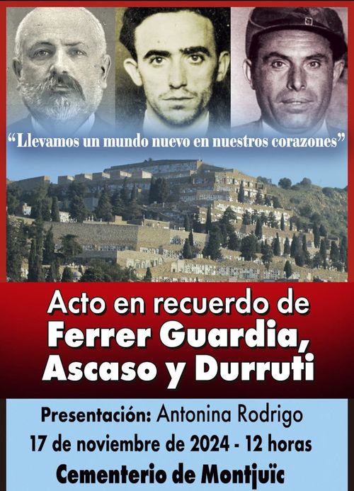 Acto en recuerdo de Ferrer i Guardia, Ascaso y Durruti