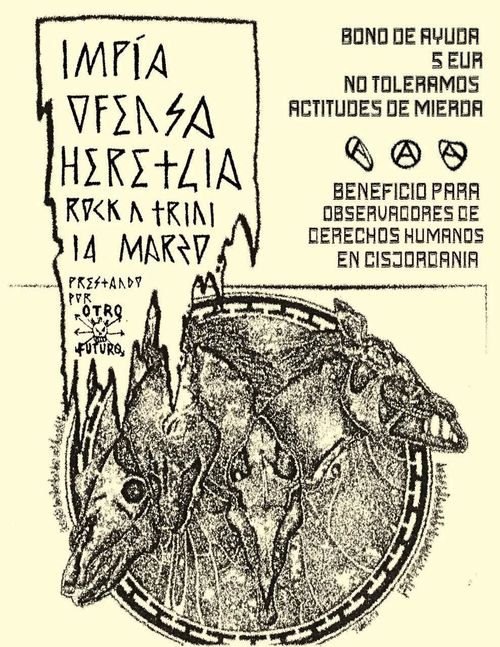 Concert punk benèfic per observadors de drets humans a Cisjordània: Impía + Ofensa + Heretgia 