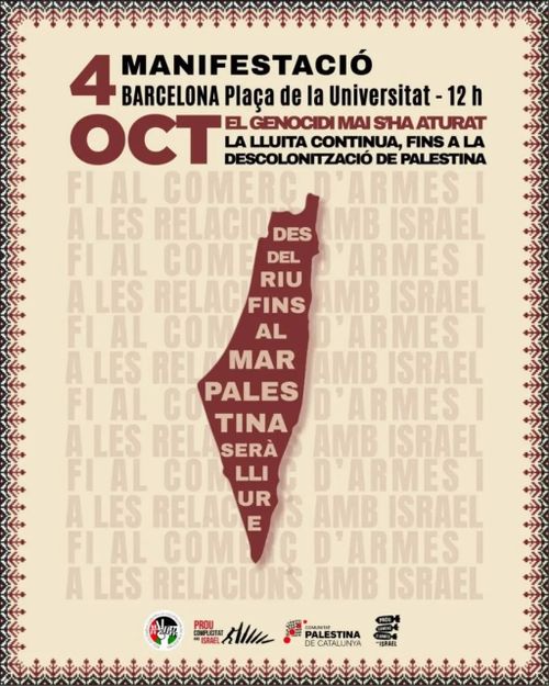 4/10/26 Nova mobilització per l’alliberament de Palesina i la fi del genocidi perpetrat per l’estat d’israel