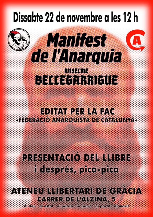 Presntació del llibre "MANIFEST DE L'ANARQUIA" (1850) de Anselme Bellegarrigue