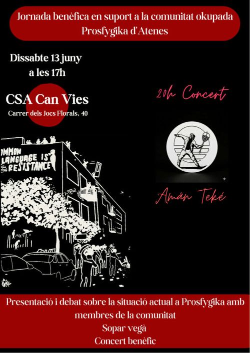 Jornada benèfica per la comunitat okupada d'Atenes (xerrada, sopador i concert) 