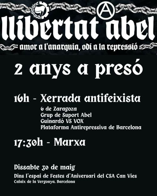 Marxa Llibertat Abel, 2 anys a presó