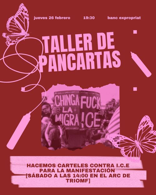 Taller de pancartes per a la mani contra I.C.E