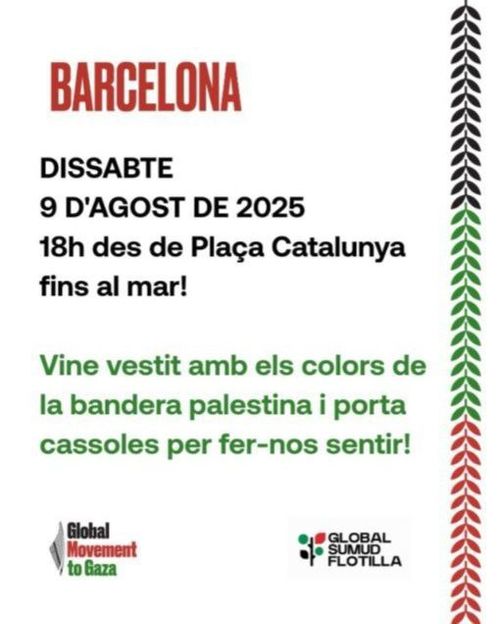 Cartell pla. Fons blanc i lletres i motius d'olivera en vermell, negre i verd, els colors de la bandera palestina