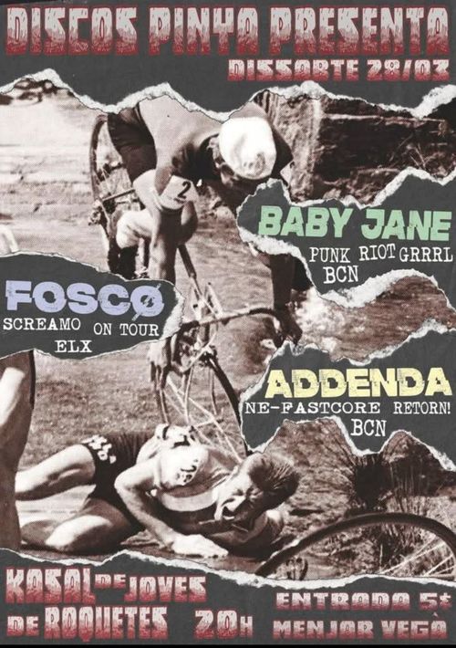 Concert punk al Kasal de Joves de Roquetes: Foscø, Addenda i Baby Jane
