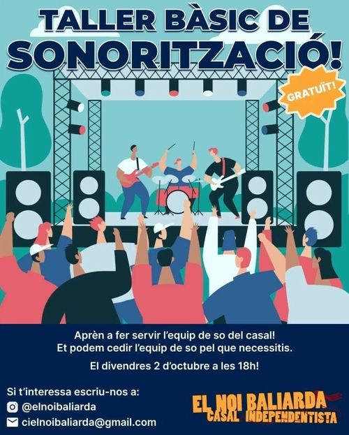 Taller bàsic de sonorització, gratuït, al Casal