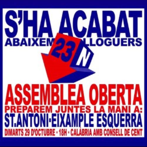 St. Antoni/Eixample Esquerra - assemblea oberta abaixem els lloguers