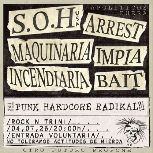 Concert punk: SOH, Arrest, Maquinaria Incendiaria, Impía, Bait