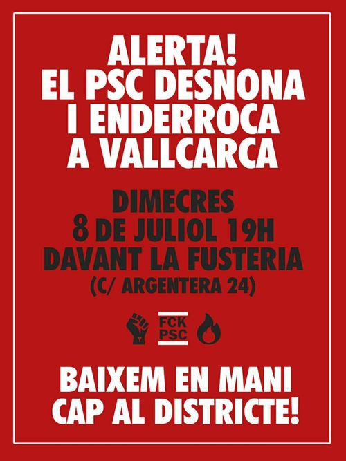 Manifestació PSC desnona a Vallcarca