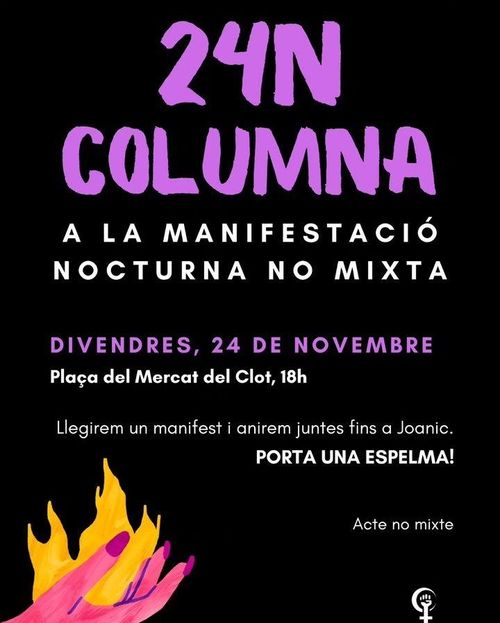 24N Columna a la manifestació nocturna no mixta des del Clot