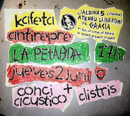 Kafeta antirepre amb La Petarda. Amb distris i concierto acústico