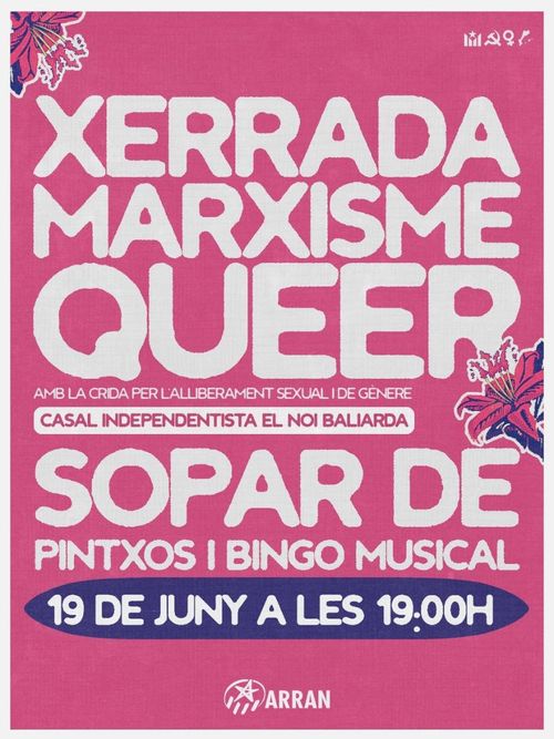 El 19J Xerrada sobre Marxisme Queer de la mà de la Crida per l’Alliberament Sexual i de Gènere al Casal