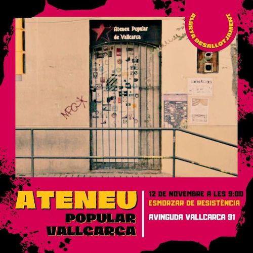 Alerta desallotjament ateneu popular de Vallcarca