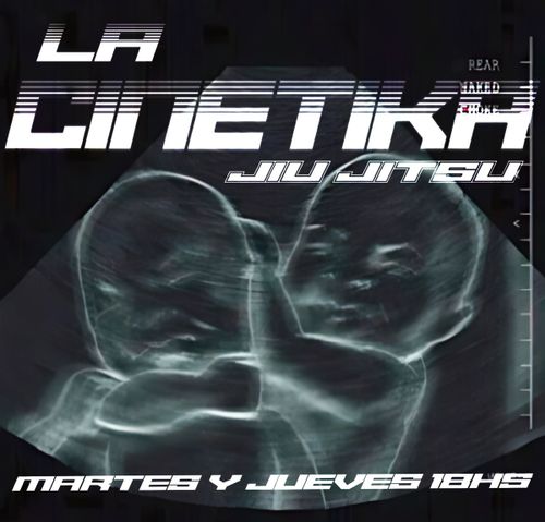 Cartell en blanc i negre del grup de Jiu Jitsu, hi ha dos bebès barallant-se.
