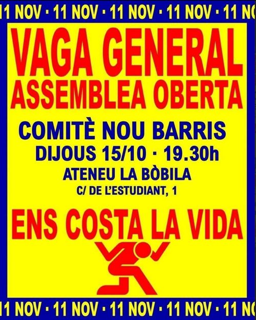 Assemblea oberta per la vaga general a Nou Barris