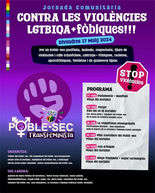 Jornada Comunitària contra les violències LGTBIQA+fòbiques!!! (poble sec)