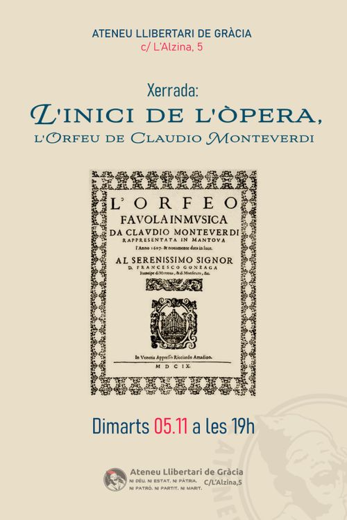 Xerrada "L'inici de l'òpera, l'Orfeu de Claudio Monteverdi"