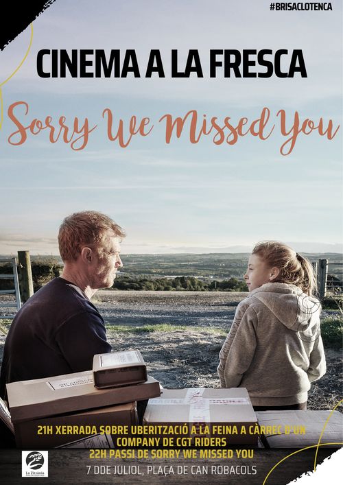 Cicle de cinema a la fresca de la Zitzània.  Uberització del treball amb un  company de CGT Riders + passi de la pel·lícula "Sorry we missed you" 
