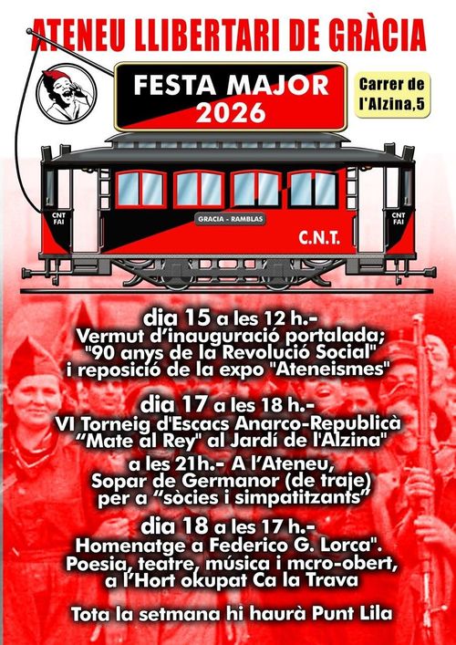 FESTES DE GRÀCIA 2026 a L'Ⓐteneu Llibertari de Gràcia