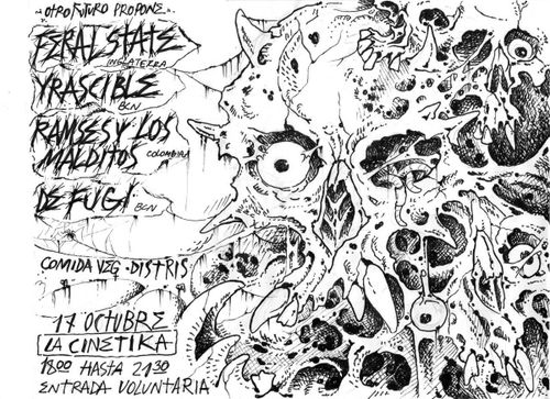 Concert a la Cinetika! Sala 1 + Un altre Futur amb les bandes Feral State, Ramses, Els maleïts de Colòmbia, Yrascible i Defugi