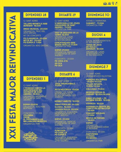 Programa de la Festa Major Reivindicativa de Sant Andreu de Palomar 2025
