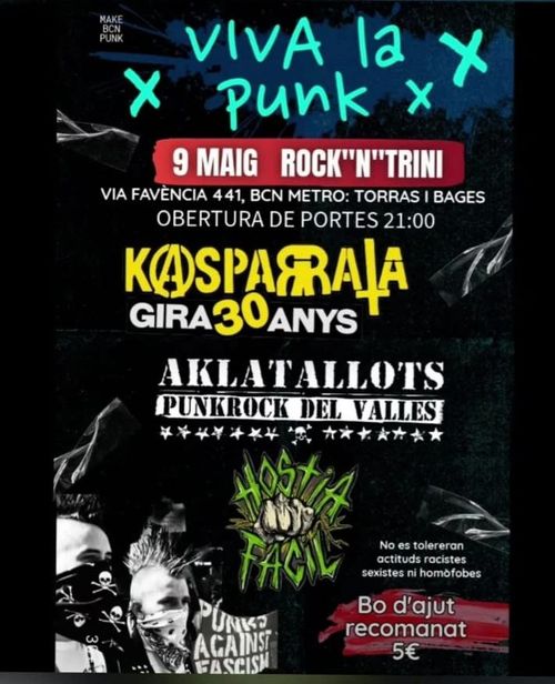 Concert punk: Kasparrata, Aklatallots, Hostia Facil