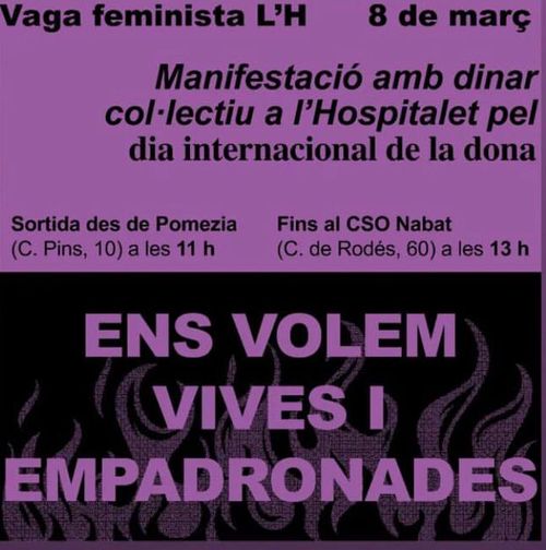 Vaga General Feminista a l'Hospi - Manifestació i dinar col·lectiu