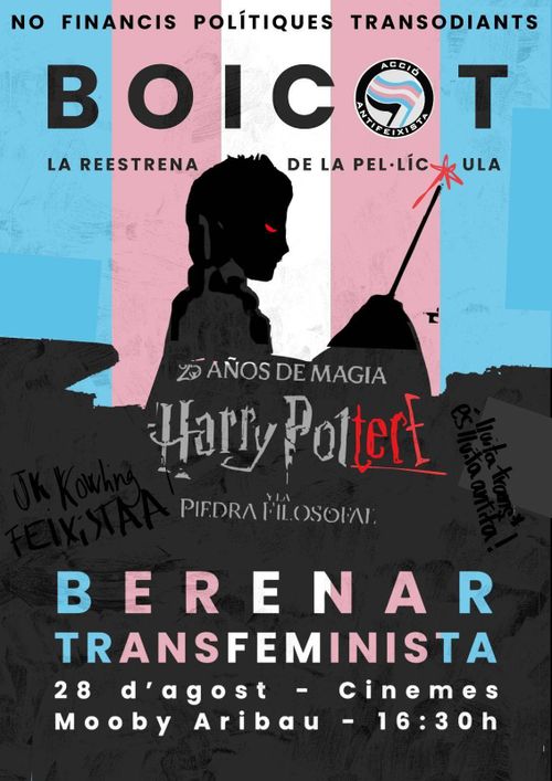 No financis polítiques transodiants.
Boicot la reestrena dela pel·lícula.
Berenar transfeminista. 28 d'agost cinemes mooby aribau - 16:30h