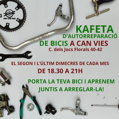 Kafeta d'autorreparació de bicis el segon i últim dimecres de cada mes