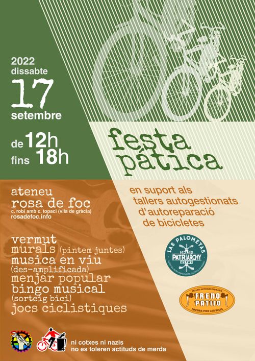 Fiesta pática 17 sept - 12h - ateneu rosa de foc - talleres de bici freno-pático y las palometas