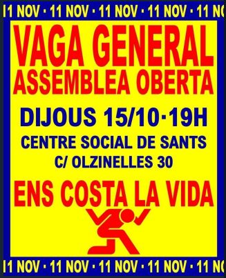Assemblea oberta per la vaga general a Sants