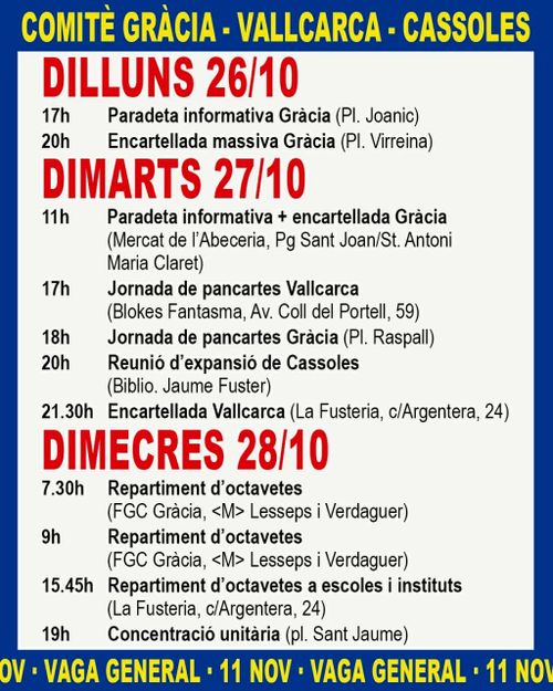 11N: paradeta informativa i encartellada a gràcia