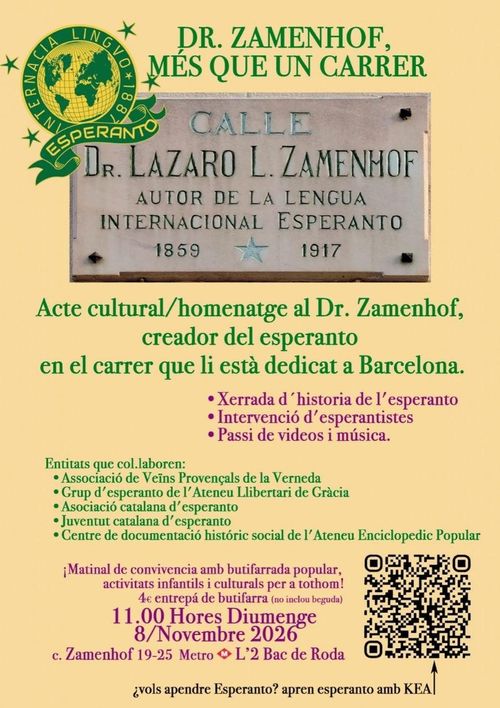 acte cultural / homenatge al dr.Zamenhof creador de l'esperanto