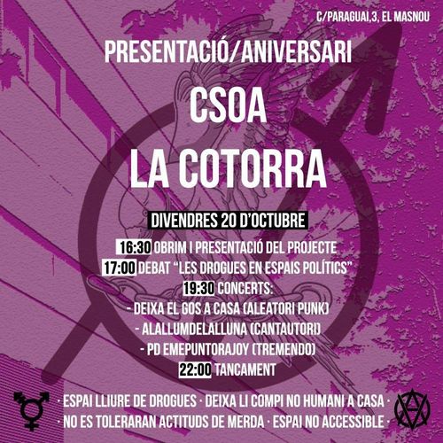 Presentació i aniversari  del CSOA La Cotorra
