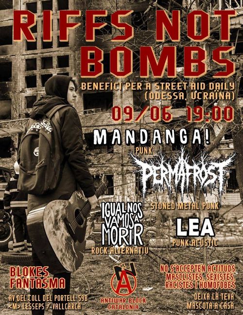 "RIFFS NOT BOMBS" Concert antifeixista