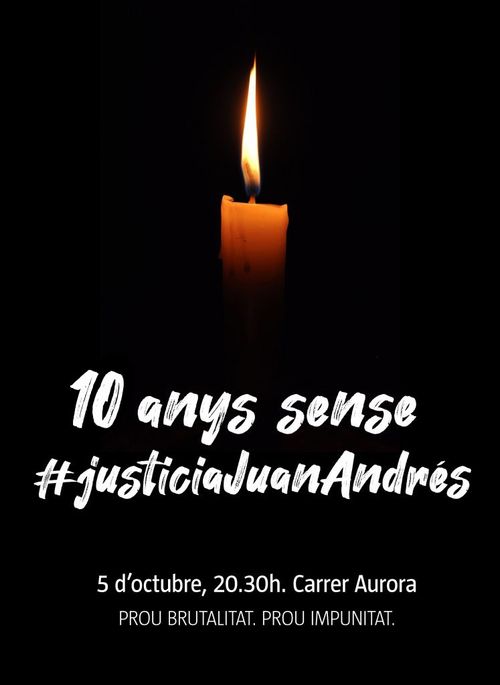 10 anys sense #JusticiaJuanAndrés. Porta la teva espelma