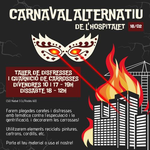 Taller de disfresses i guarnició de carrosses pel Carnaval Alternatiu de L'Hospitalet