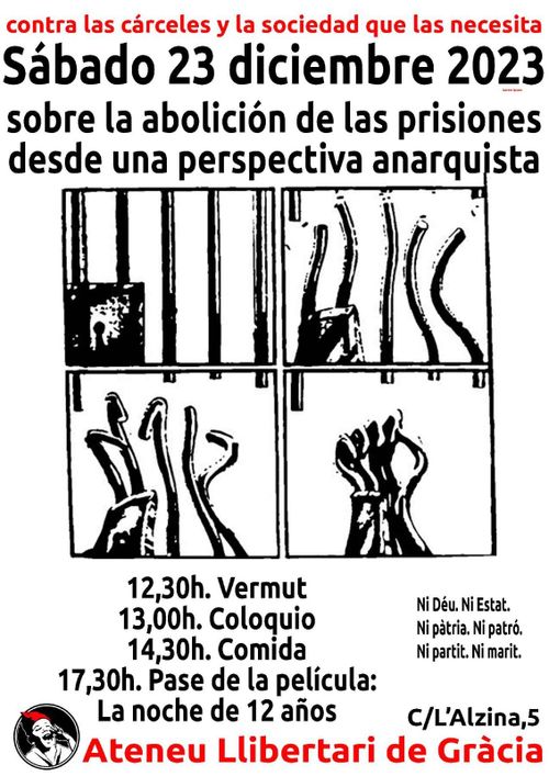 Jornada Anticarceraria. Bases i estratègies sobre l'abolició de les presons des d'una perspectiva anarquista.